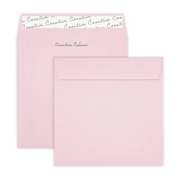 Baby Pink Square Peel and Seal Wallet Envelopes 120gsm 160mm Square Baby Pink Red Peel & Seal Wallet Envelopes