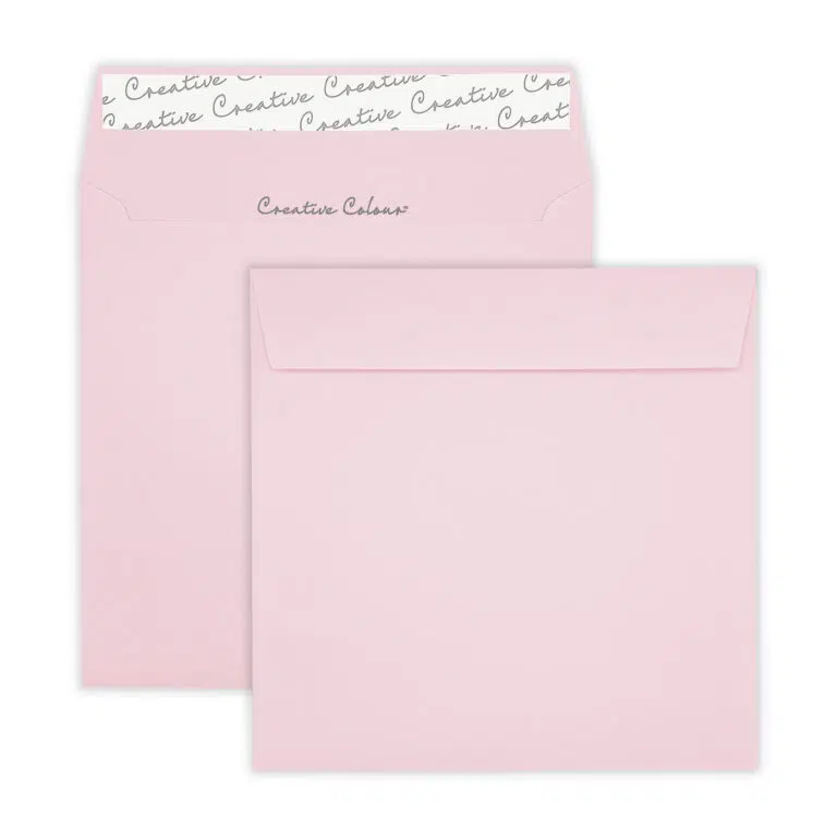 160mm Square Baby Pink Red Peel & Seal Wallet Envelopes