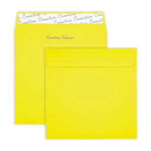 220mm Square Banana Yellow Peel & Seal Wallet Envelopes (120gsm) 7 160mm Square Banana Yellow Peel & Seal Wallet Envelopes