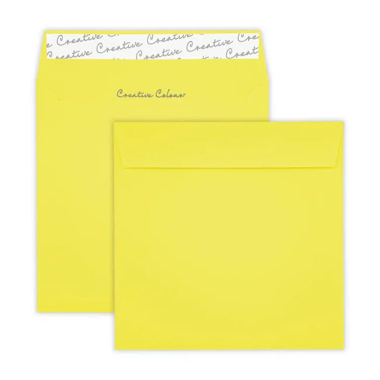 160mm Square Banana Yellow Peel & Seal Wallet Envelopes