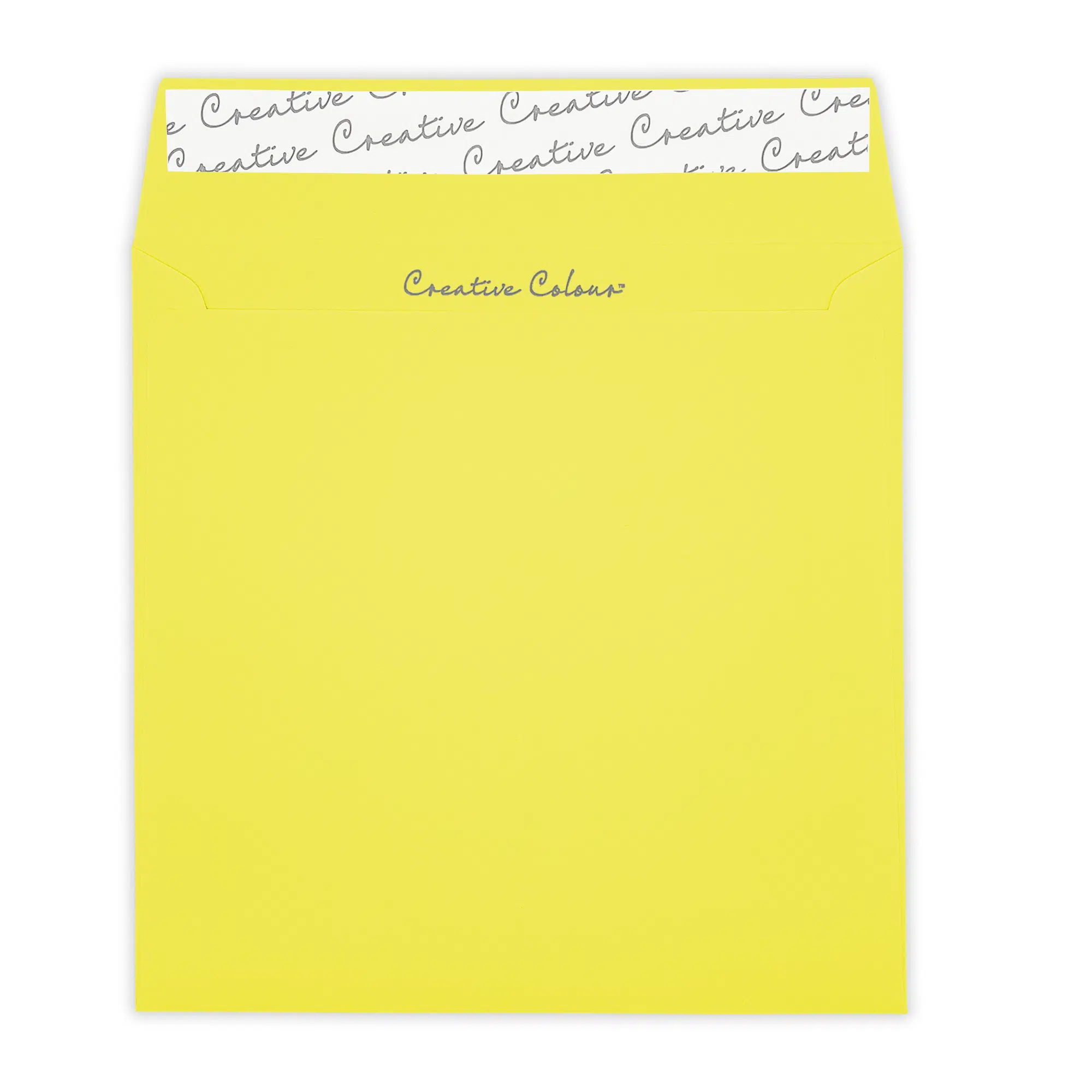 160mm Square Banana Yellow Peel & Seal Wallet Envelopes (120gsm) 2 Banana Yellow Square Peel and Seal Wallet Envelopes 120gsm Flap Open
