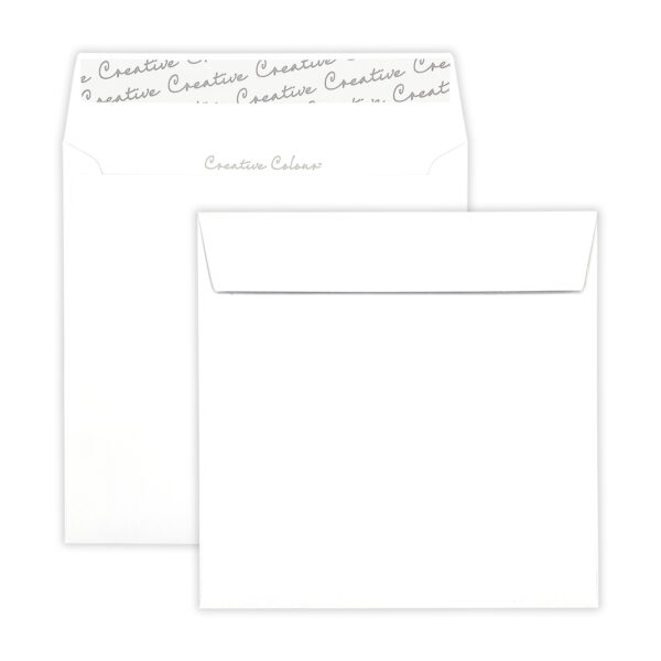 Ice White Square Peel and Seal Wallet Envelopes 120gsm 155mm Square Ultra White Wove Peel & Seal Wallet Envelopes