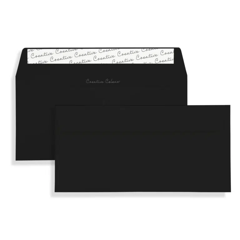 DL+ Jet Black Peel & Seal Wallet Envelopes