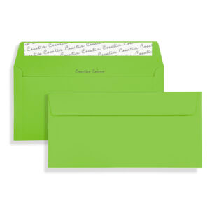 DL+ Lime Green Peel & Seal Wallet Envelopes (120gsm) 3 DL+ Lime Green Peel & Seal Wallet Envelopes