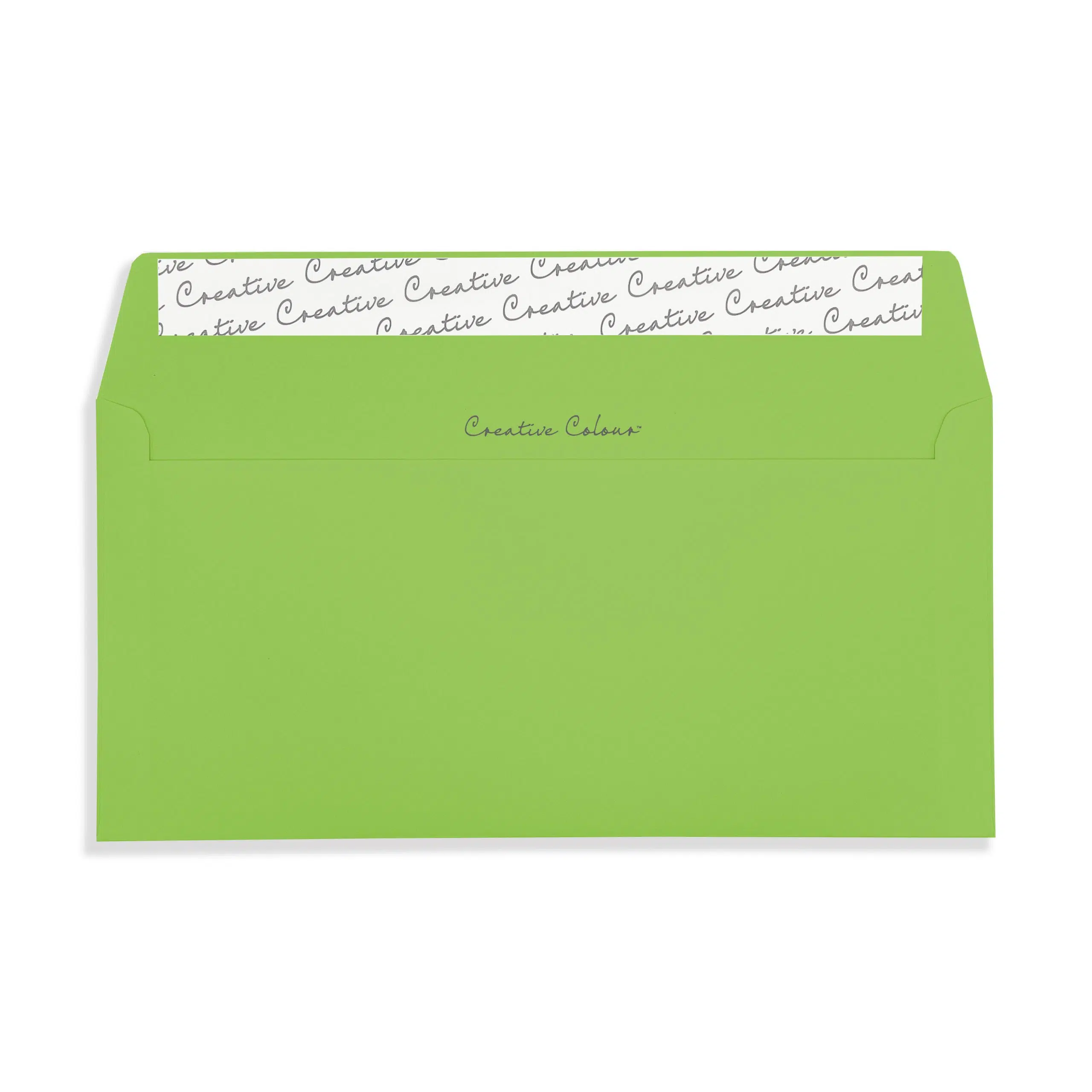 DL+ Lime Green Peel & Seal Wallet Envelopes (120gsm) 2 Lime Green DL Peel and Seal Wallet Envelopes 120gsm Flap Open