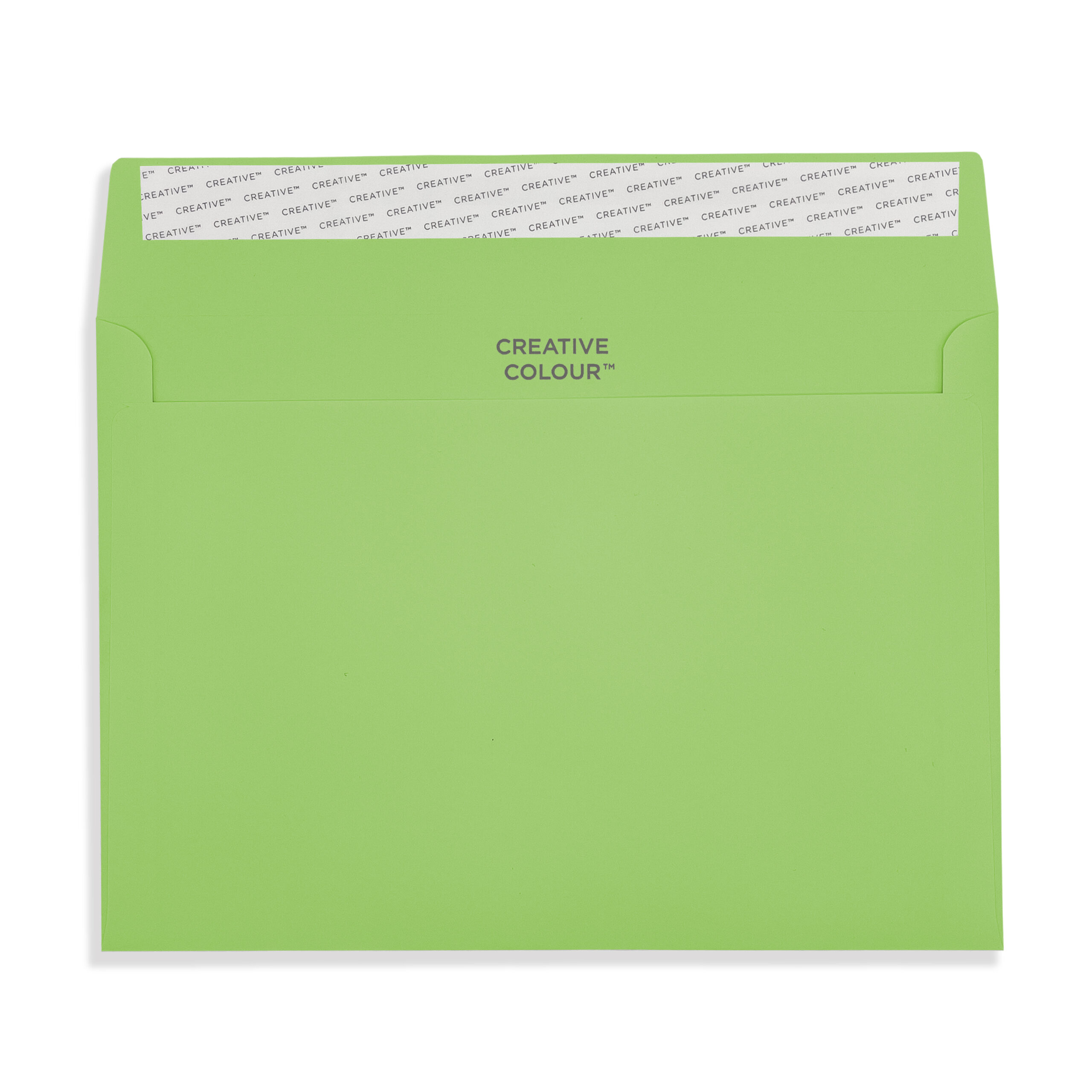 Lime Green Peel and Seal Wallet Envelopes 120gsm Flap Open