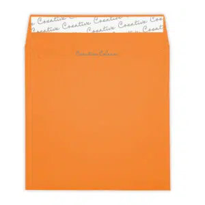 220mm Square Pumpkin Orange Peel & Seal Wallet Envelopes (120gsm) - View 2