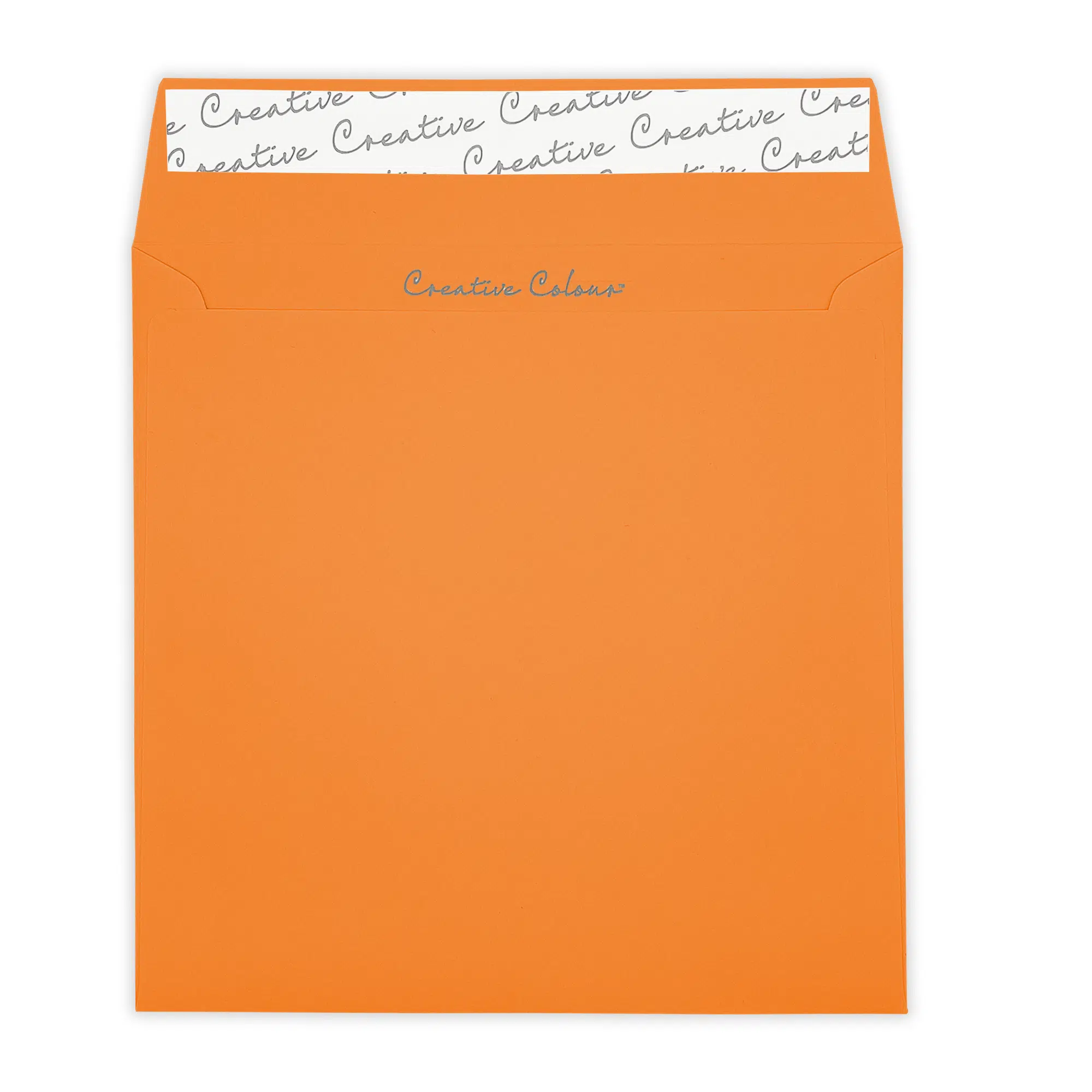 220mm Square Pumpkin Orange Peel & Seal Wallet Envelopes (120gsm) 2 Pumpkin Orange Square Peel and Seal Wallet Envelopes 120gsm Flap Open