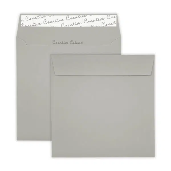 Storm Grey Square Peel and Seal Wallet Envelopes 120gsm 155mm Square Storm Grey Peel & Seal Wallet Envelopes