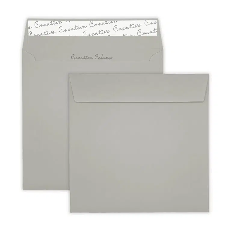 155mm Square Storm Grey Peel & Seal Wallet Envelopes