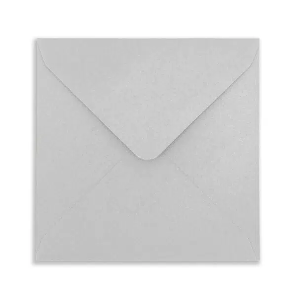 130mm_Square_Soft_silver_Envelope_Front 130mm Square Pearlescent Pale Silver Envelopes