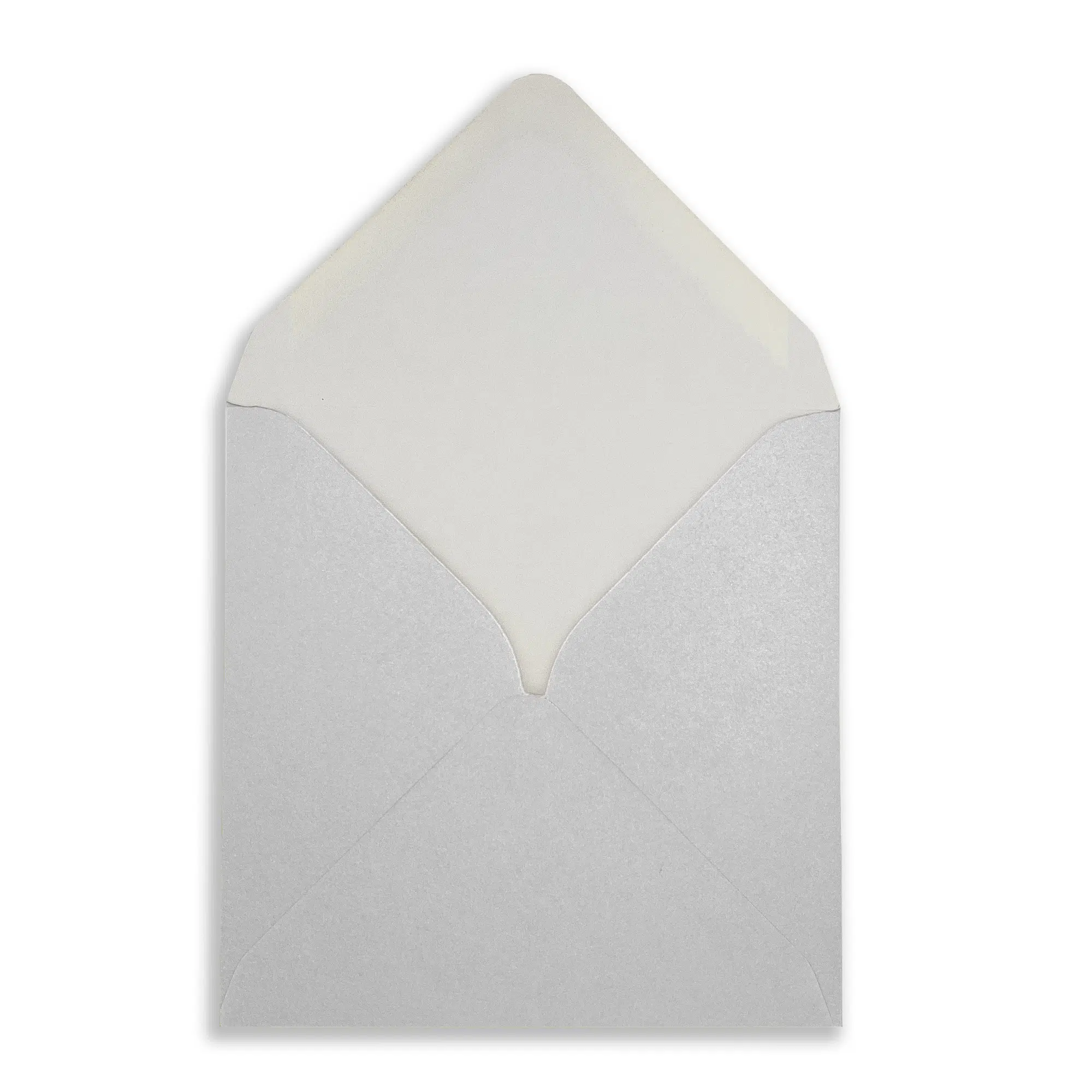 130mm Square Pearlescent Pale Silver Envelopes (100gsm) 2 130mm_Square_Soft_silver_Envelope_OpenFront