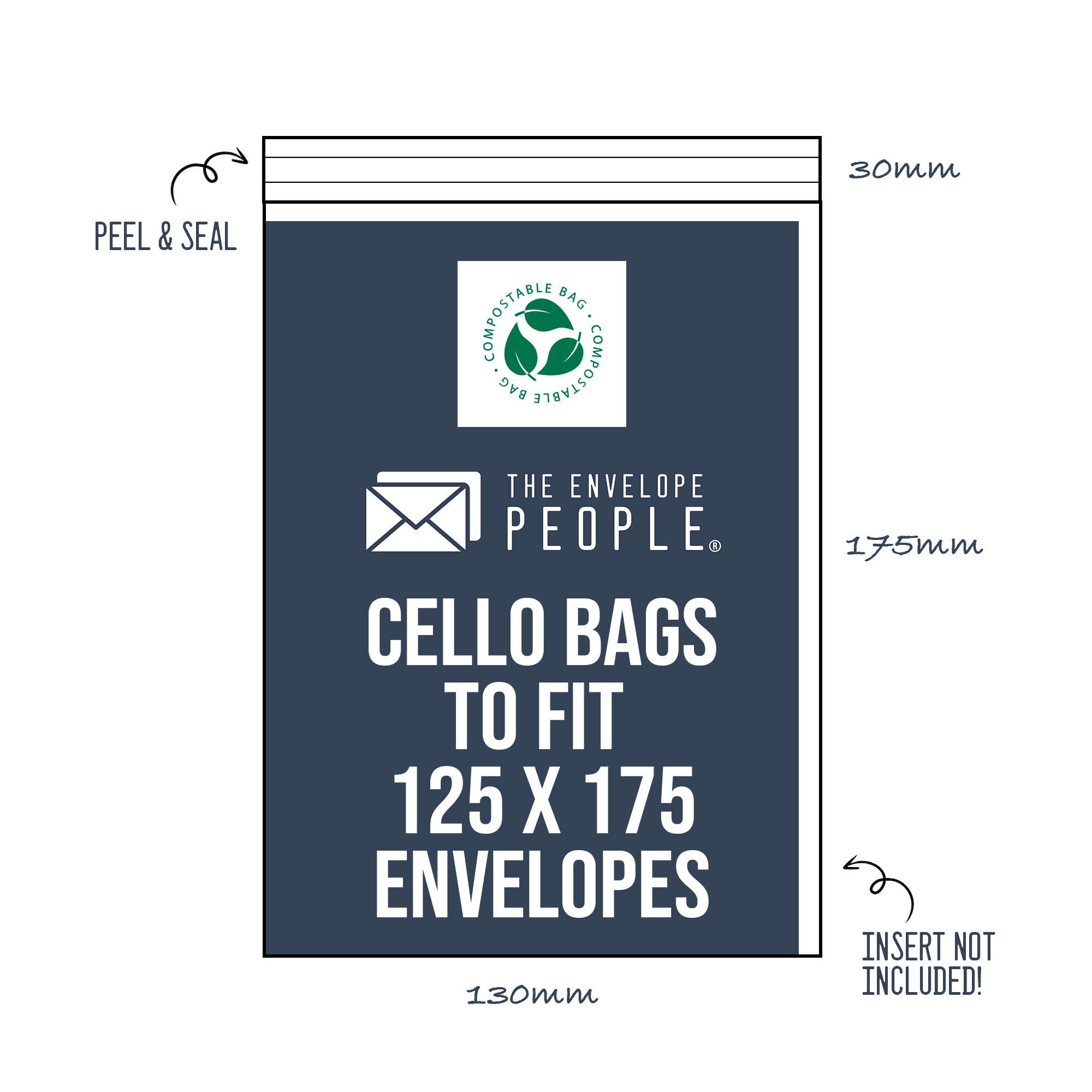 Compostable - Cello Bags to Fit 125x175 Envelopes (Peel & Seal) 1 cello-bags-to-fit-125×175-recycleable