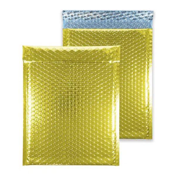 glamour-gold-bubble-padded-envelopes-rectangle-together 250mm x 180mm Metallic Gloss Padded Envelopes C5 Plus - Glamour Gold