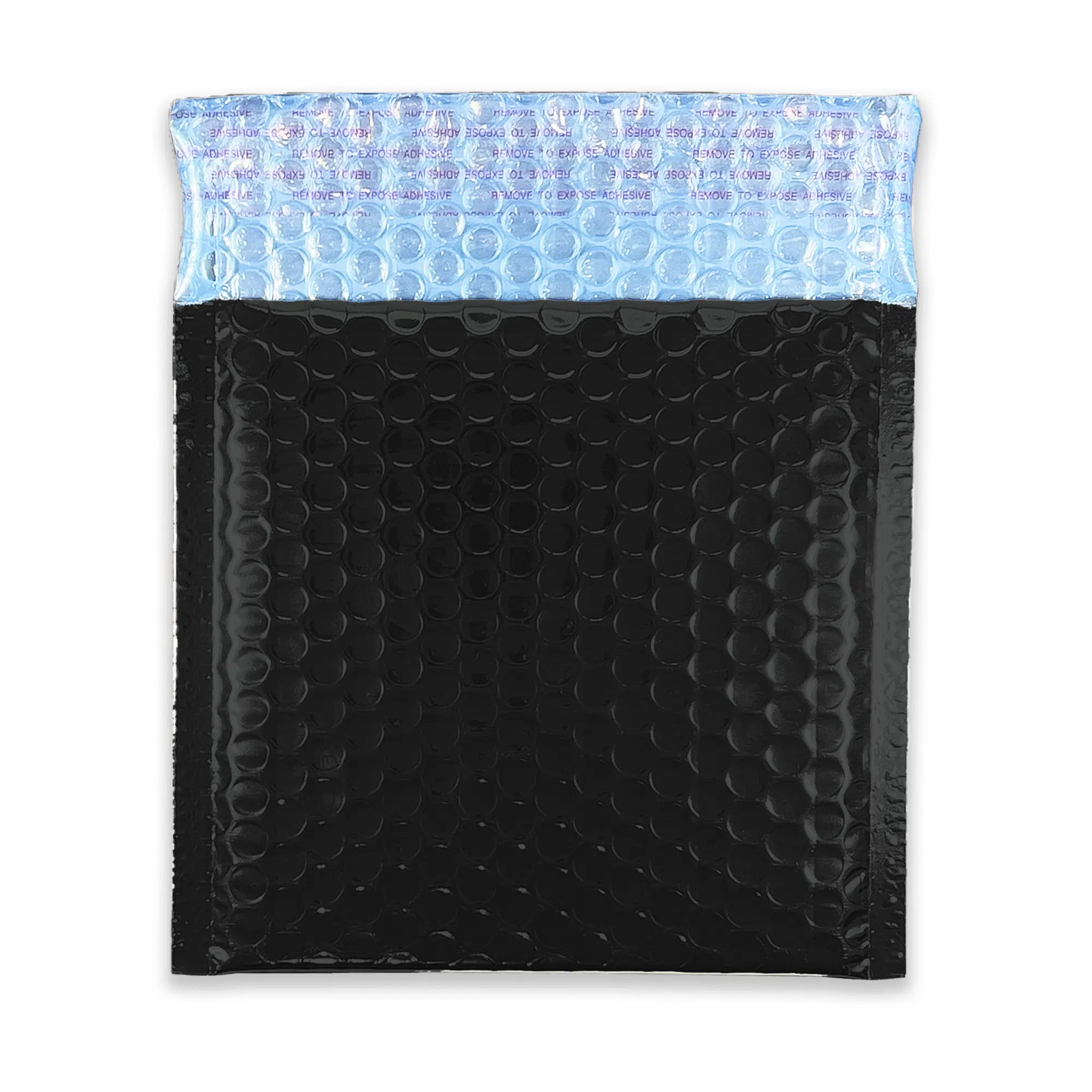 165mm x 165mm Metallic Gloss Padded Envelopes CD - Oil Black 3 jet-black-bubble-padded-envelopes-165×165-flap-open