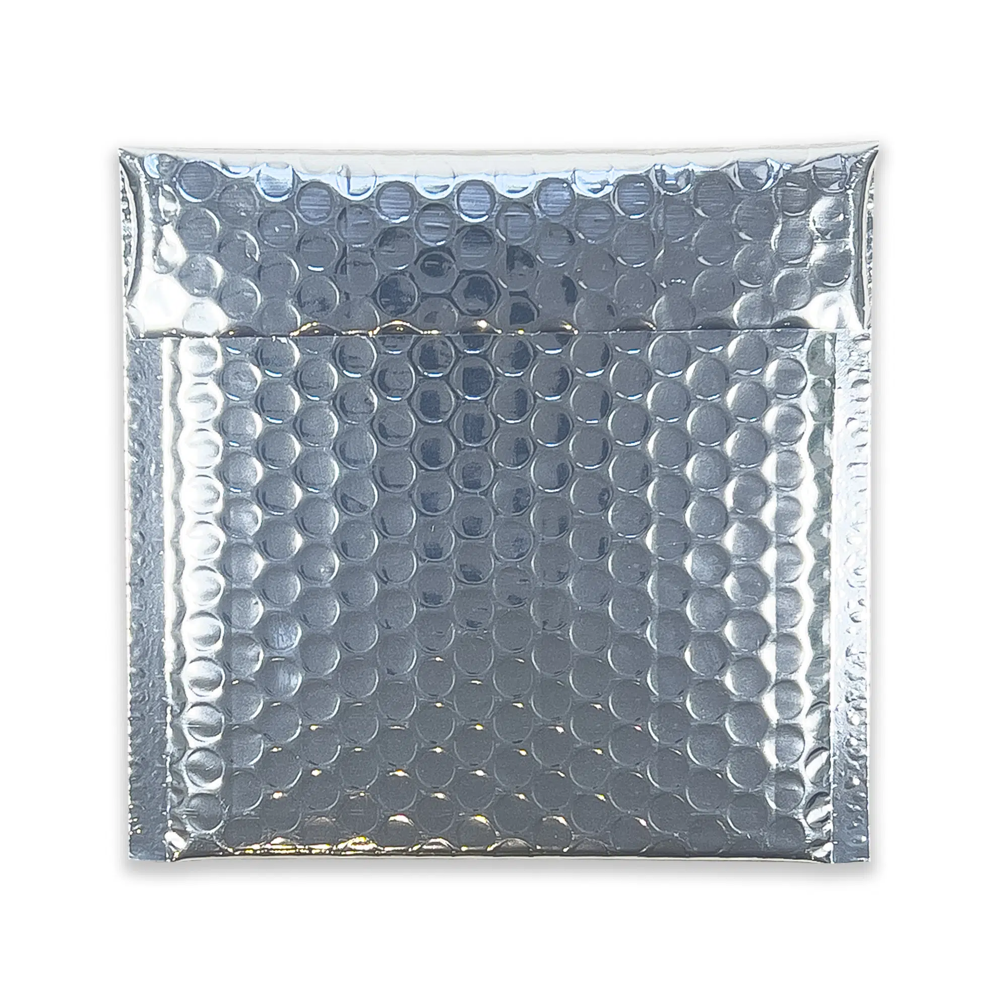 165mm x 165mm Metallic Gloss Padded Envelopes CD - Sterling Silver 2 metallic-silver-bubble-padded-envelopes-165×165-flap-closed