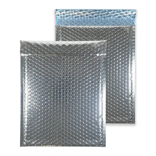 sterling-silver-bubble-padded-envelopes-rectangle-together 250mm x 180mm Metallic Gloss Padded Envelopes C5 Plus - Sterling Silver