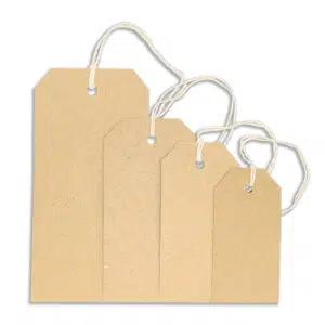 82mm x 41mm Strung Tags Buff Recycled 2 merticstrungtags