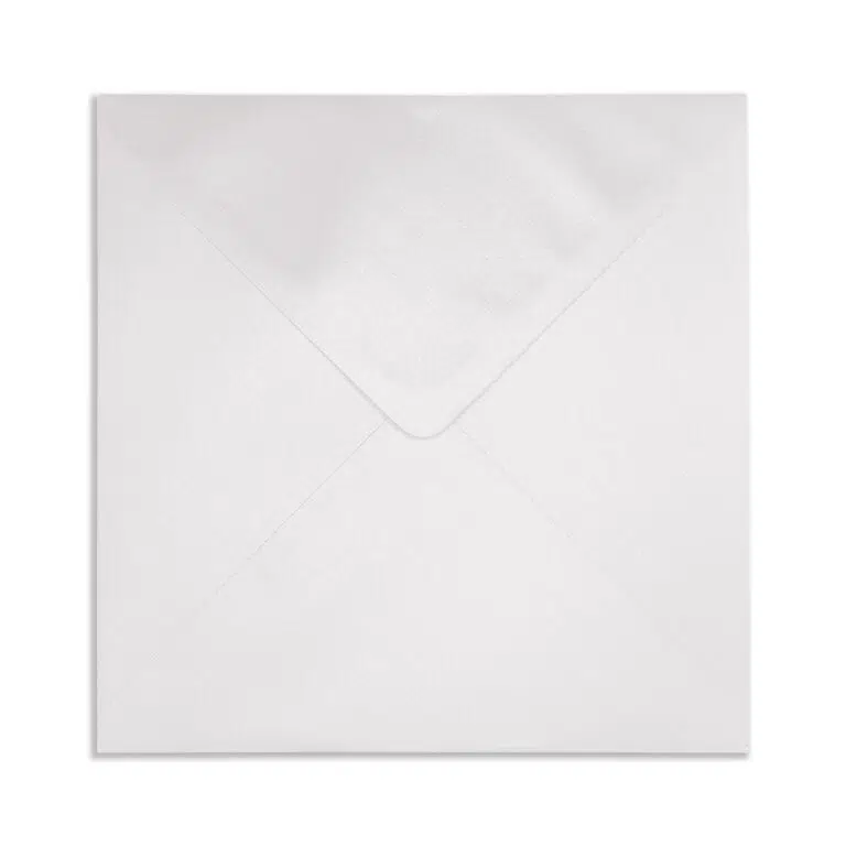130mm Square Pearlescent Snow White Envelopes