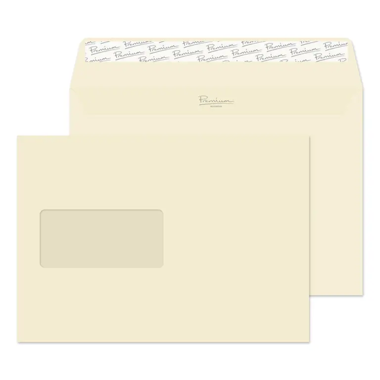 C5 Cream Wove Premium Business Peel & Seal Window Wallet Envelopes (120gsm)