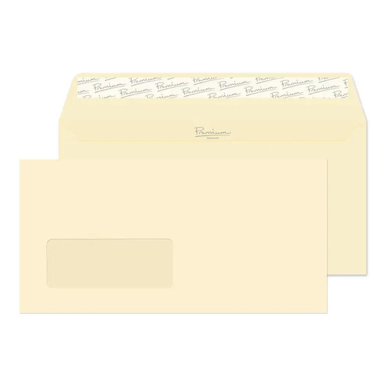 DL Cream Wove Premium Business Peel & Seal Window Wallet Envelopes (120gsm)