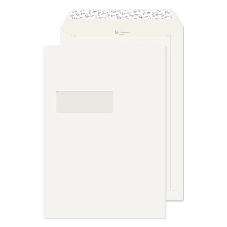 C4 Oyster Wove Premium Business Peel & Seal Window Pocket Envelopes (120gsm)