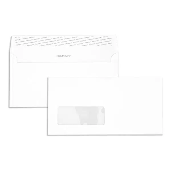 DL-window-high-white-120gsm-wallet-envelopes-together DL Diamond White Digital Smooth Peel & Seal Window Wallet Envelopes