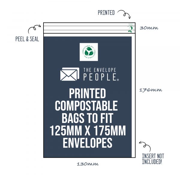Printed - Compostable Cello Bags to Fit 125x175 Envelopes