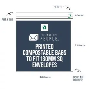 Printed - Compostable Cello Bags to Fit 130mm SQ Envelopes (Peel & Seal) 6 Printed - Compostable Cello Bags to Fit 130mm SQ Envelopes