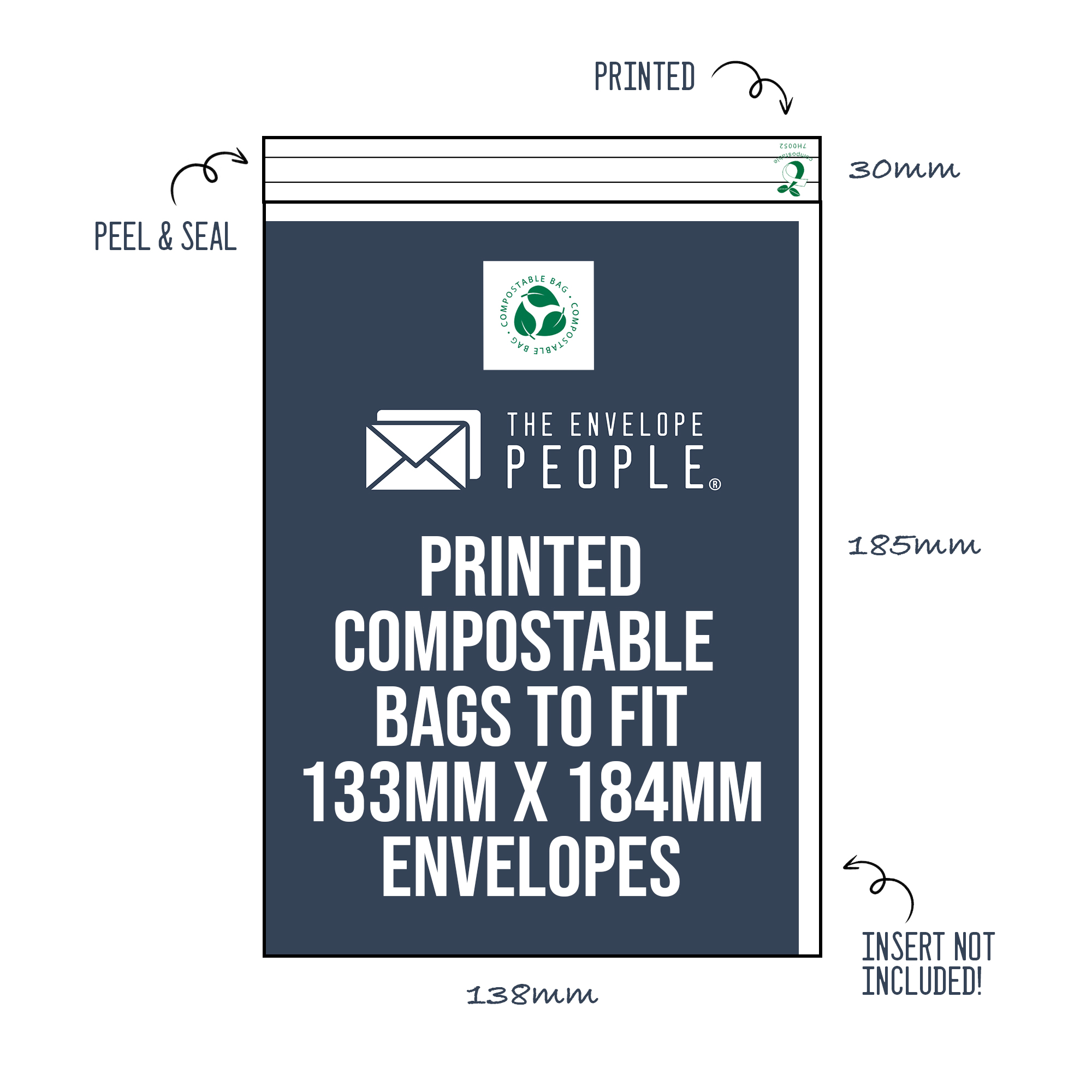Printed - Compostable Cello Bags to Fit 133x184 Envelopes (Peel & Seal) 1 printed-compostable-greeting-card-bags-to-fit-133×184-square