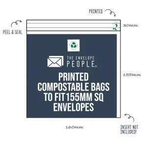Printed - Compostable Cello Bags to Fit 155mm SQ Envelopes (Peel & Seal) 11 Printed - Compostable Cello Bags to Fit 155mm SQ Envelopes