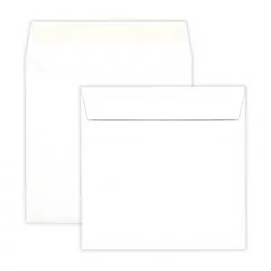220mm Square Ultra White Wove Peel & Seal Wallet Envelopes (120gsm) 2 155mm Square White Gummed Wallet Envelopes
