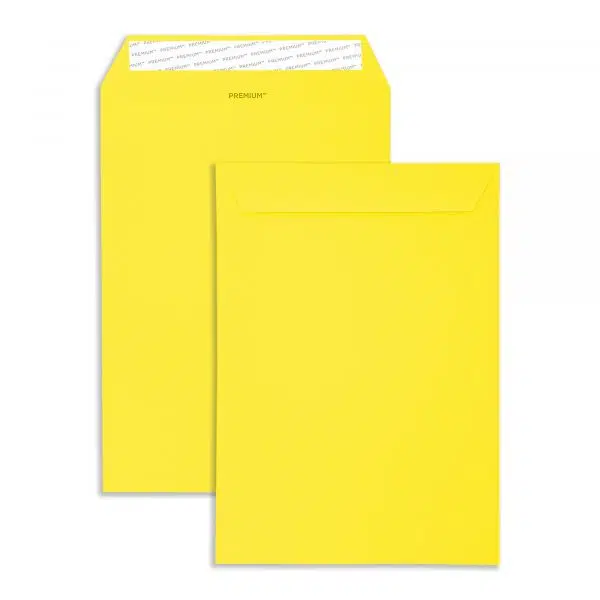 banana-yellow-c4-pocket-envelopes-together C4 Banana Yellow Peel & Seal Pocket Envelopes