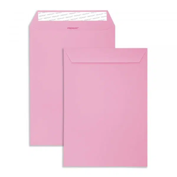 flamingo-pink-c4-pocket-envelopes-together C4 Flamingo Pink Peel & Seal Pocket Envelopes