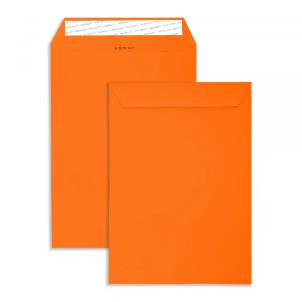 pumpkin-orange-c4-pocket-envelopes-together C4 Pumpkin Orange Peel & Seal Pocket Envelopes