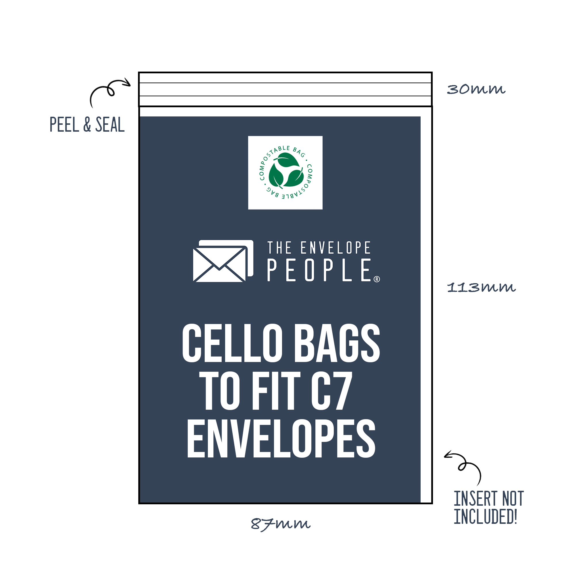 Compostable - Cello Bags to Fit C7 Envelopes (Peel & Seal) 1 c7-cello-bags-compostable