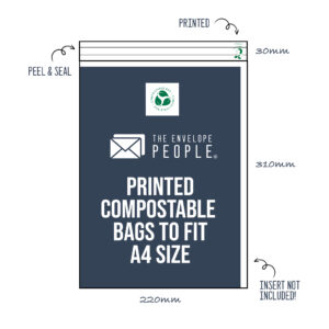 Printed - Compostable Cello Bags to Fit A4 Size (Peel & Seal) 20 Printed - Compostable Cello Bags to Fit A4 Size