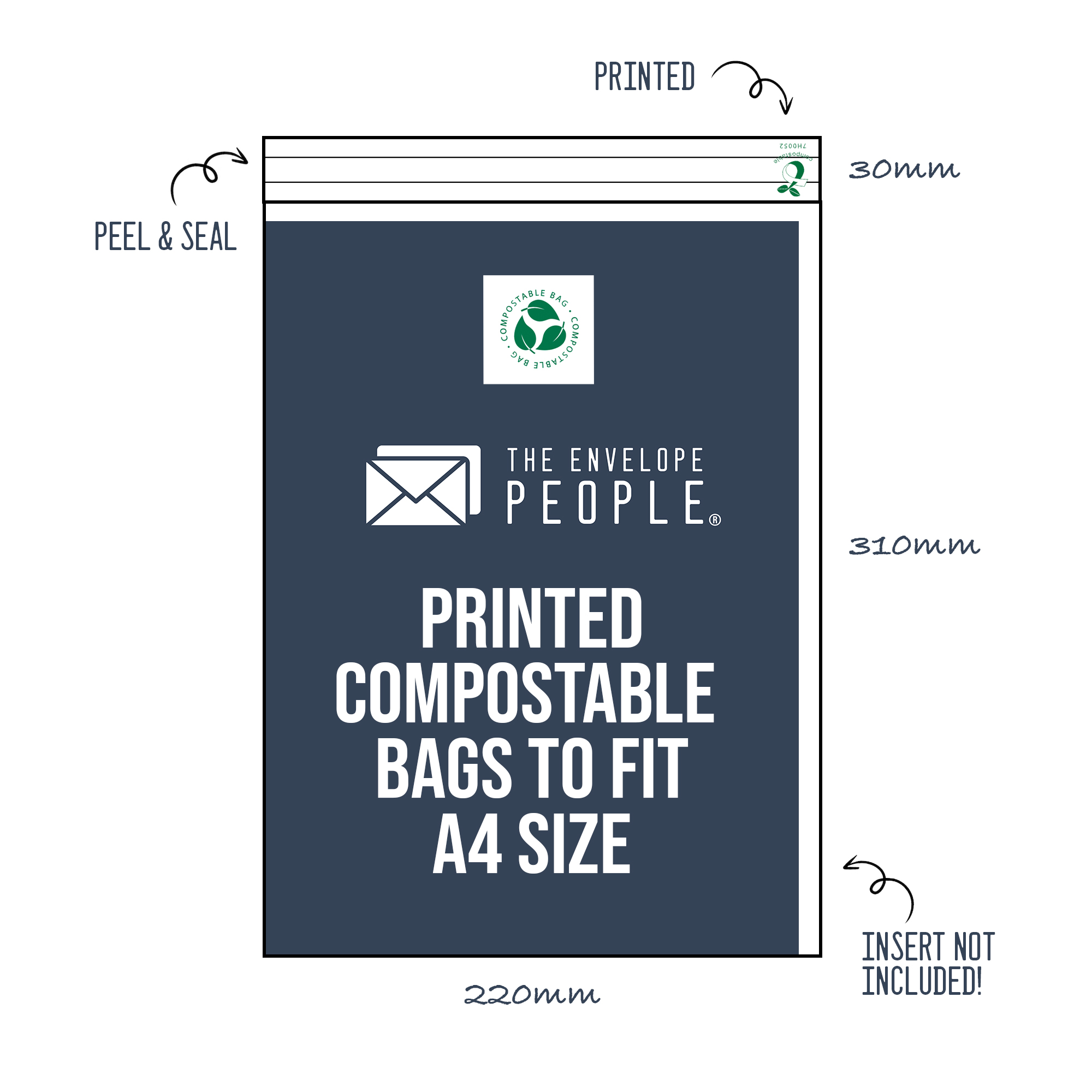 Printed Compostable Cello Bags to Fit A4 Size Peel Seal The Envelope People