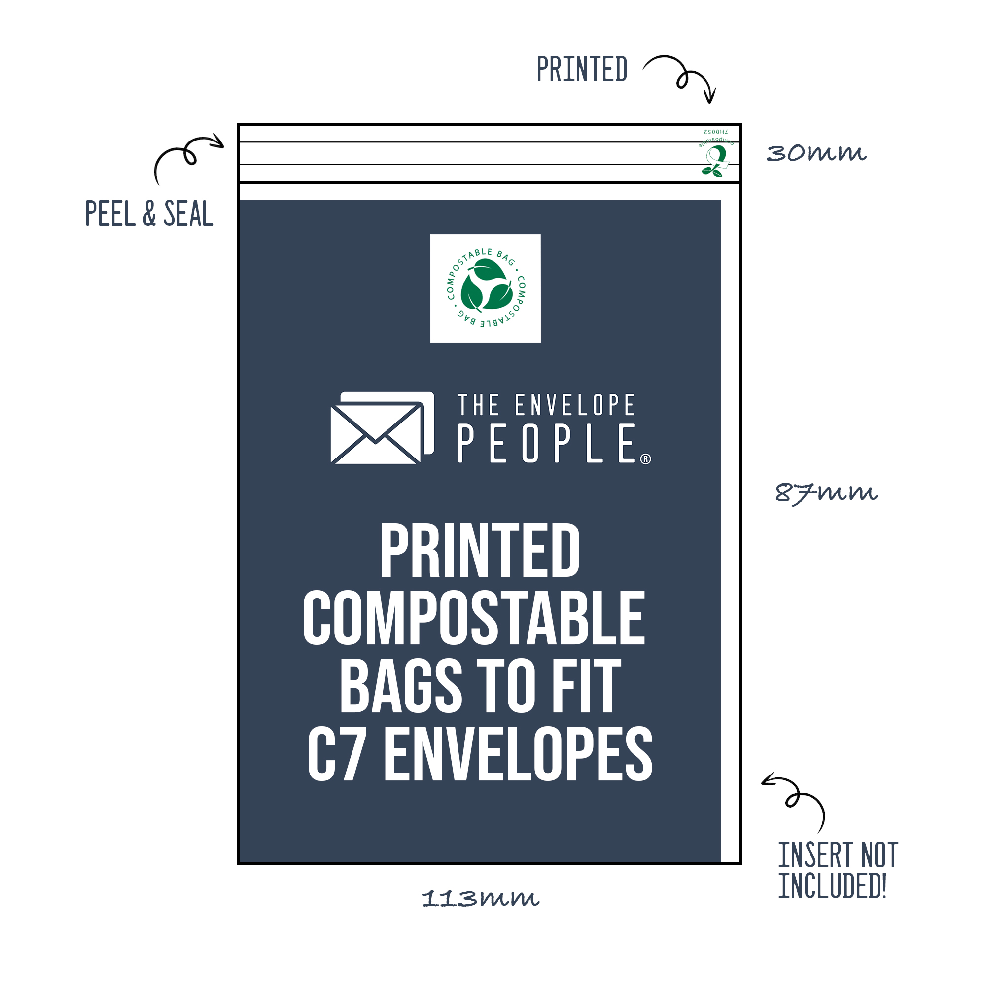 Printed - Compostable Cello Bags to Fit C7 Envelopes (Peel & Seal) 1 printed-compostable-cello-bags-to-fit-c7-envelopes-peel-seal