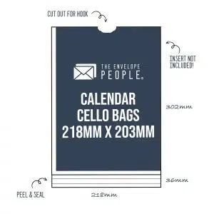 Calendar Cello Bag Size: 218mm x 302mm (Peel & Seal) 3 Calendar Cello Bag Size: 218mm x 302mm