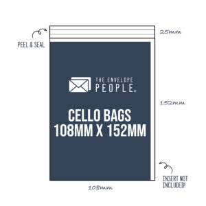 Cello Bag Size: 108mm x 152mm (Peel & Seal) 5 Cello Bag Size: 108mm x 152mm
