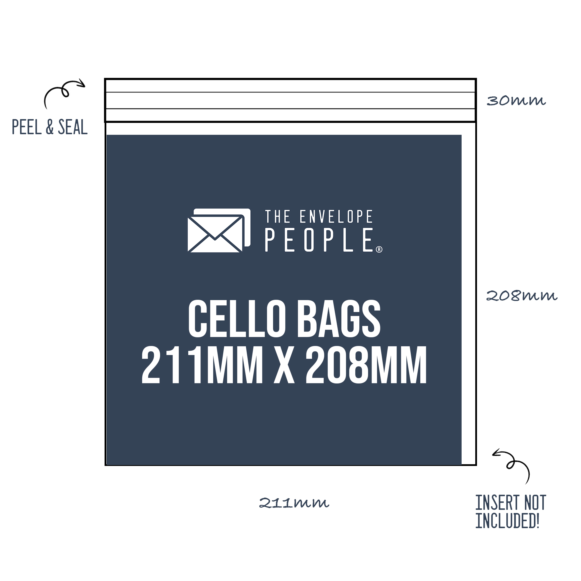 Cello Bag Size: 211mm x 208mm (Peel & Seal) 1 cello-bag-size-211mm-x-208mm-peel-seal