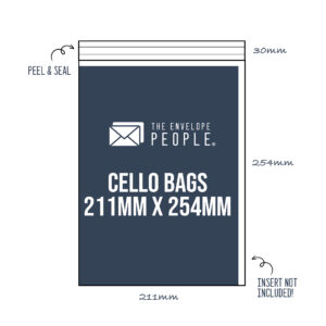 Cello Bag Size: 211mm x 254mm (Peel & Seal) 6 Cello Bag Size: 211mm x 254mm