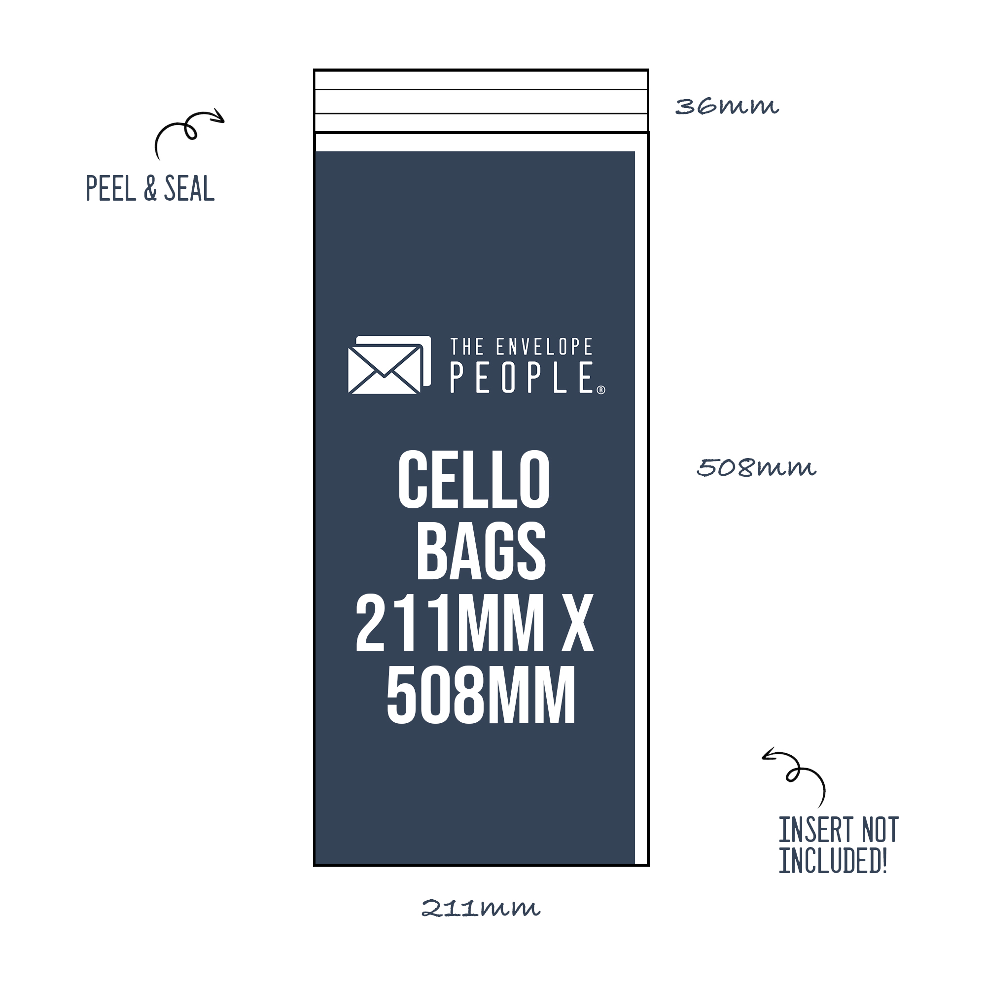 Cello Bag Size: 211mm x 508mm (Peel & Seal) 1 cello-bag-size-211mm-x-508mm-peel-seal