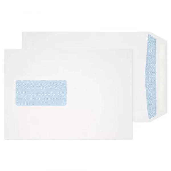 C5 White Self Seal Blue Hatch Pocket Window Envelopes