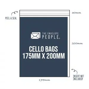 Cello Bag Size: 175mm x 200mm (Peel & Seal) 9 Cello Bag Size: 175mm x 200mm