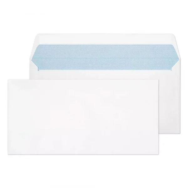 DL Ultra White Peel & Seal Blue Hatch Wallet Envelopes