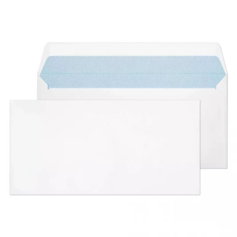 DL White Peel & Seal Blue Hatch Wallet Envelopes (100gsm)