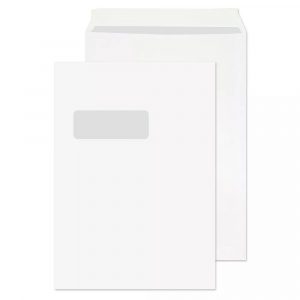 C4 White Peel & Seal Grey Wash Window Pocket Envelopes