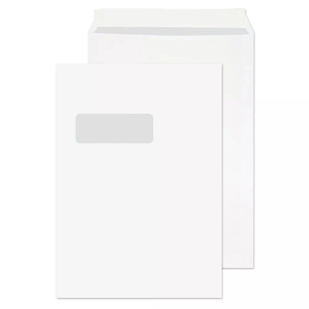 C4 White Peel & Seal Grey Wash Window Pocket Envelopes (120gsm)